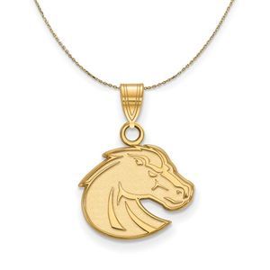 14k Yellow Gold Boise State Broncos Small Mascot Necklace - 22 In